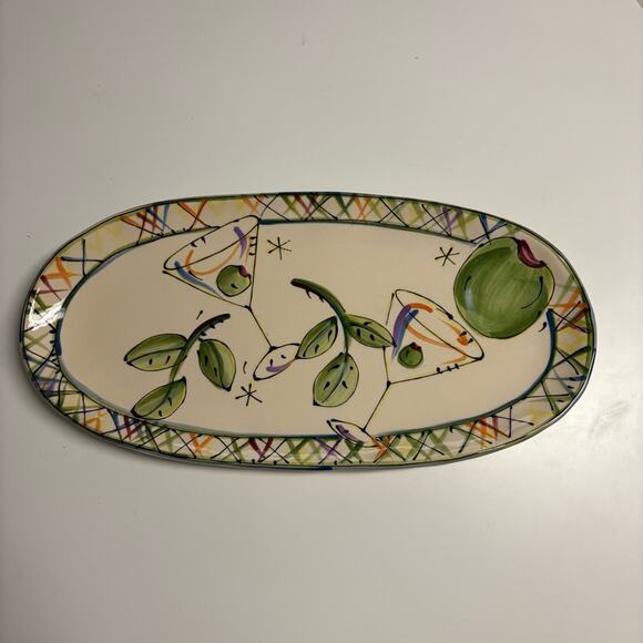 Y2K Dirty Martini Glass Olive Ceramic Serving Platter - Picture 1 of 3